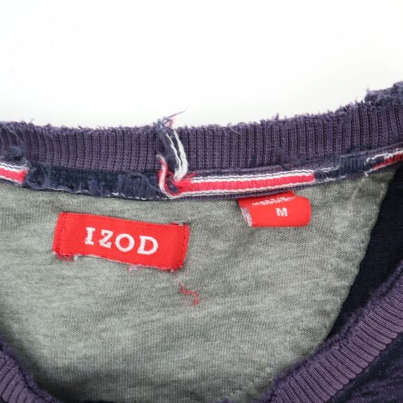 IZOD Men's Thrashed Paper Thin Burnout Crewneck Sweatshirt Purple M Medium - Picture 6 of 8